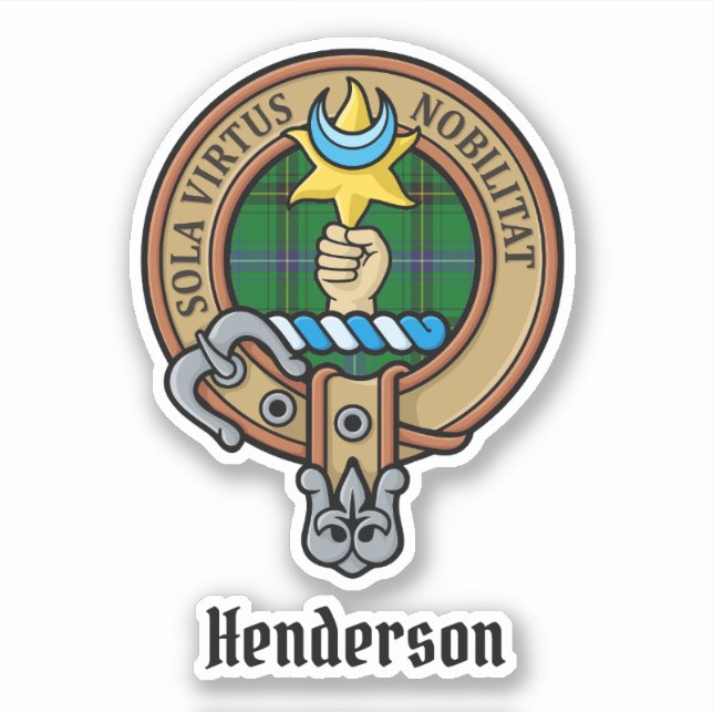 Adesivo Clan Henderson Crest sobre Tartan (Frente)