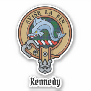 Adesivo Clan Kennedy Crest sobre Tartan
