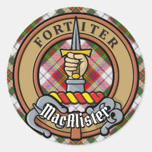 Adesivo Clan MacAlister Crest over Dress Tartan