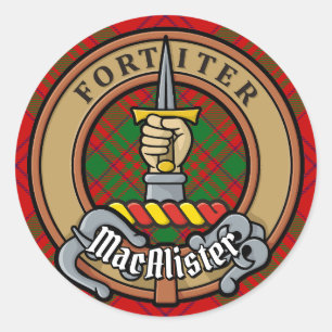 Adesivo Clan MacAlister de Glenbarr Crest sobre Tartan