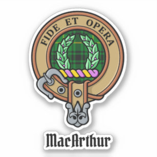 Adesivo Clan MacArthur Crest sobre Tartan
