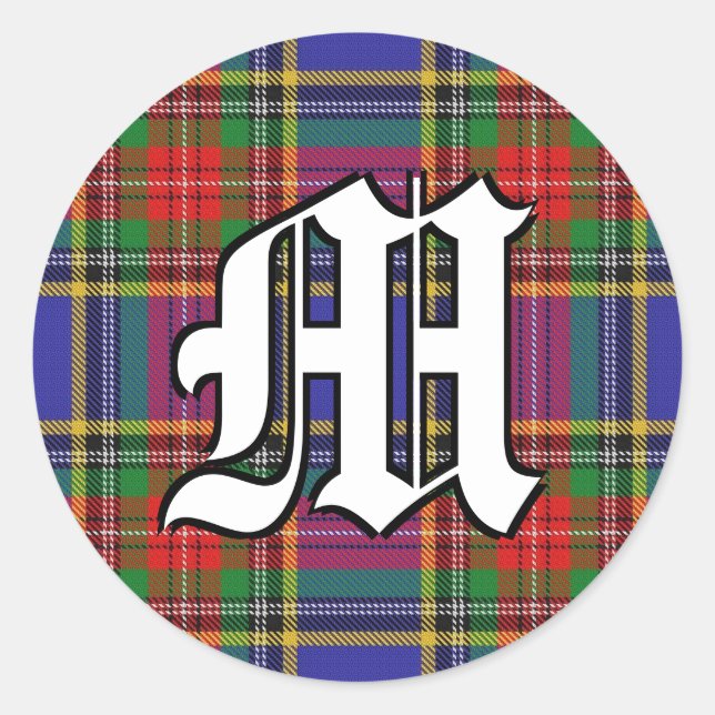 Adesivo Clan MacBeth Tartan Monograma Clássico (Frente)