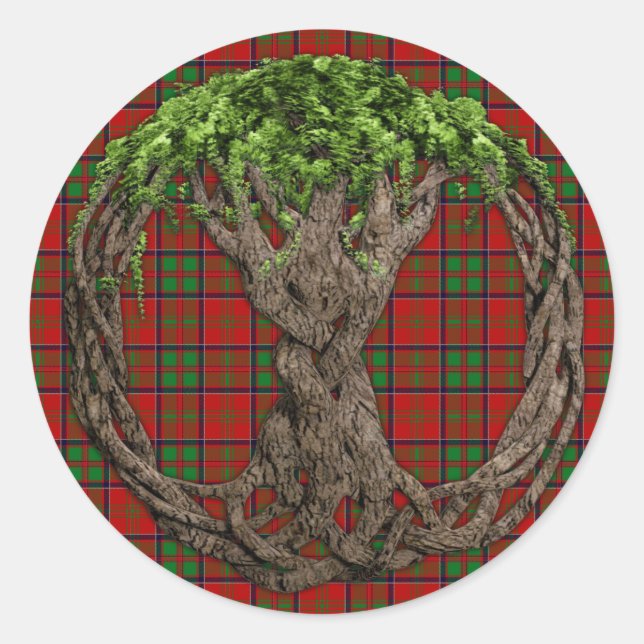 Adesivo Clan MacDonald de Glencoe Tartan e Árvore Celta (Frente)