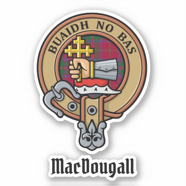 Adesivo Clan MacDougall Crest sobre Tartan (Frente)
