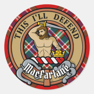 Adesivo Clan MacFarlane Crest sobre Tartan