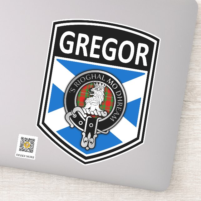 Adesivo Clan MacGregor Crest & Tartan Saltyre - Gregor (Detalhe)