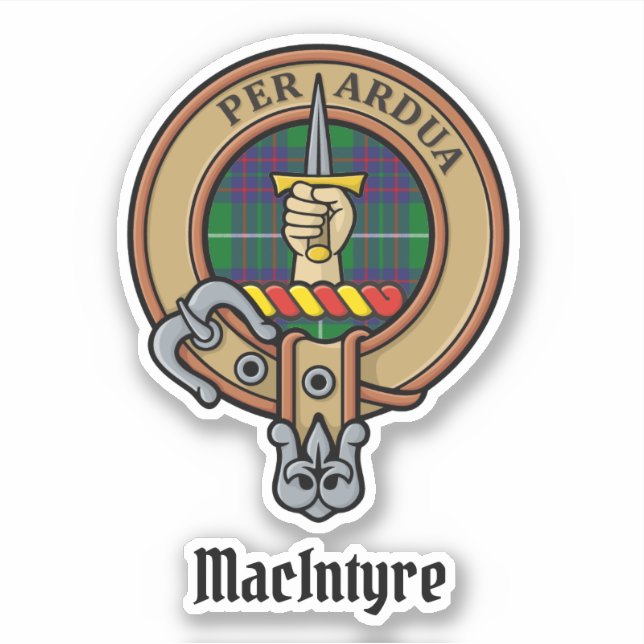 Adesivo Clan MacIntyre Crest over Hunting Tartan Sticker (Frente)