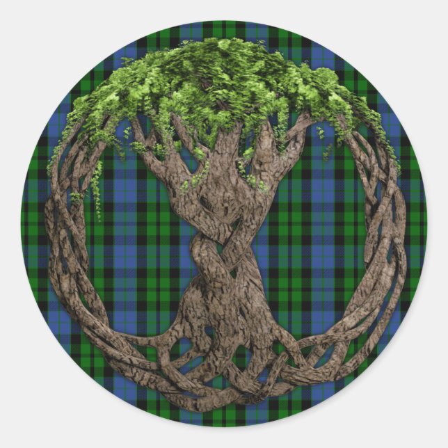 Adesivo Clan MacKay Tartan E Árvore Celta Da Vida (Frente)