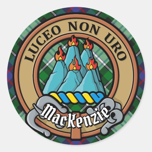 Adesivo Clan MacKenzie Crest over Dress Tartan (Frente)