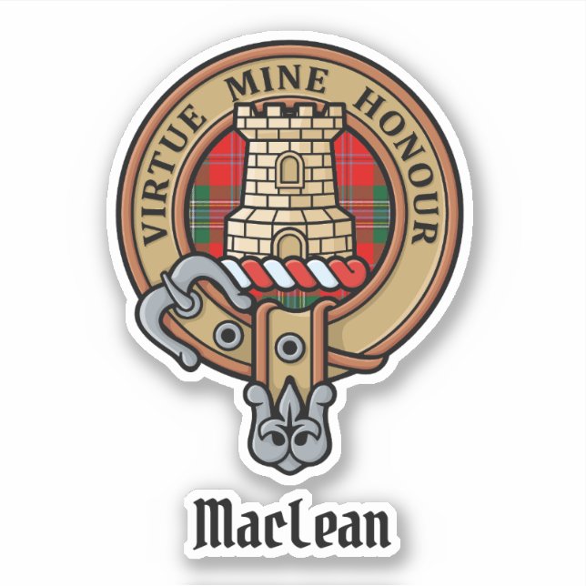 Adesivo Clan MacLean Crest sobre Tartan (Frente)