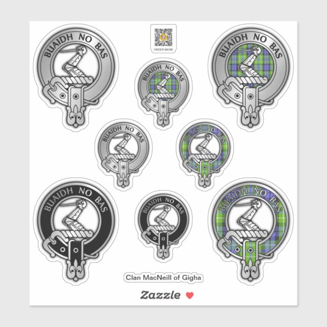 Adesivo Clan MacNeill da Gigha Gaelic Crest & Tartan (Folha)