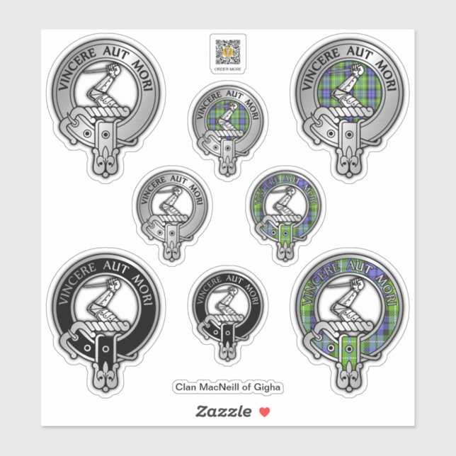 Adesivo Clan MacNeill da Gigha Latin Crest & Tartan (Folha)