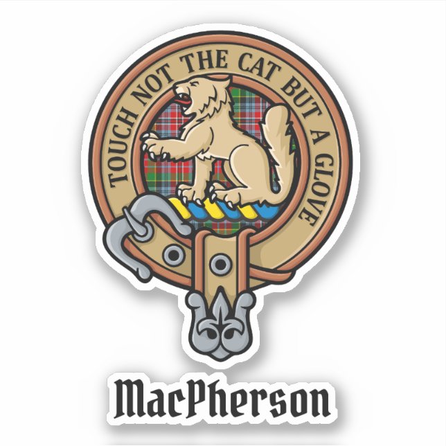 Adesivo Clan MacPherson Crest sobre Tartan Sticker (Frente)