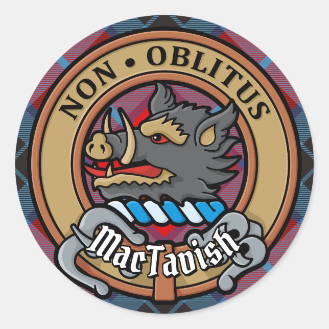 Adesivo Clan MacTavish Crest sobre Tartan (Frente)
