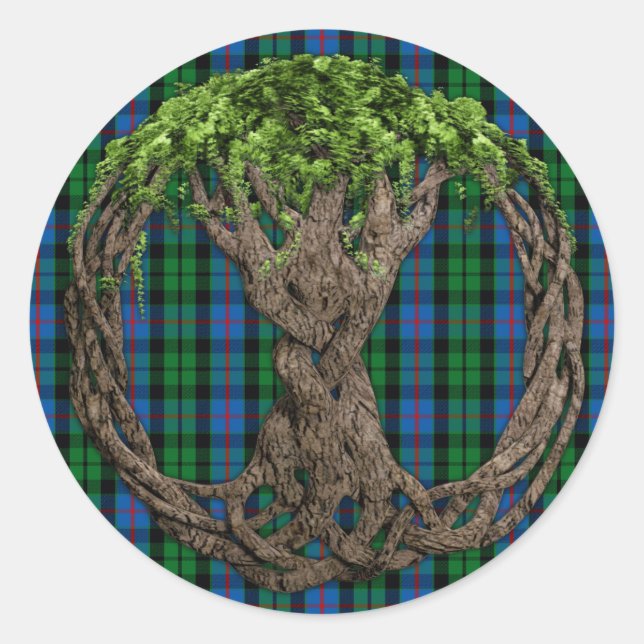 Adesivo Clan Morrison Tartan E Celta Árvore Da Vida (Frente)