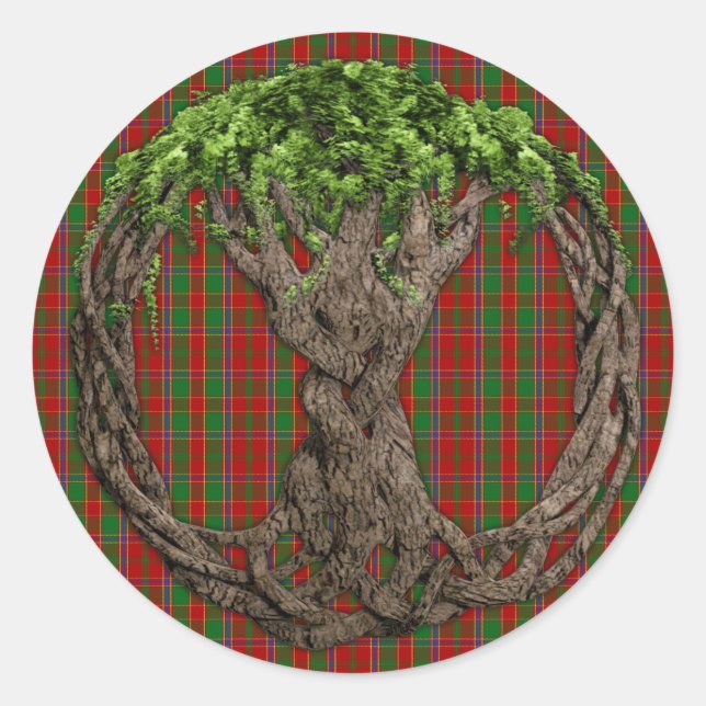 Adesivo Clan Munro Tartan E Árvore Celta Da Vida (Frente)