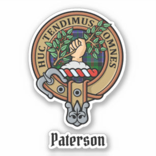 Adesivo Clan Paterson Crest sobre Tartan