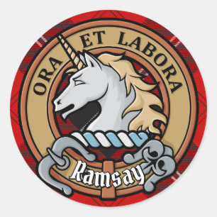 Adesivo Clan Ramsay Crest sobre o Red Tartan