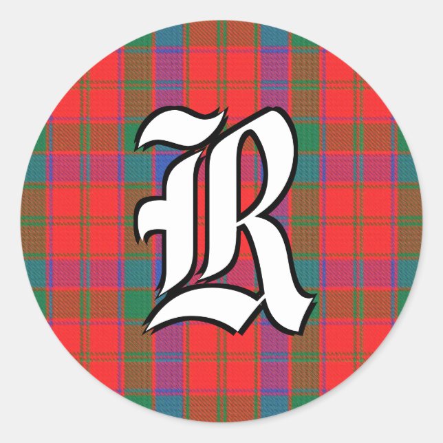 Adesivo Clan Robertson Tartan Monograma Clássico (Frente)