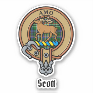 Adesivo Clan Scott Crest sobre Green Tartan Sticker