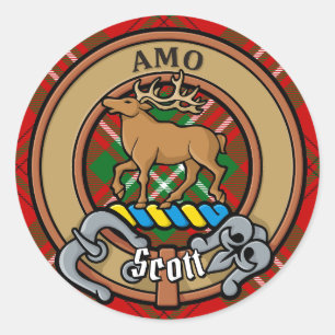 Adesivo Clan Scott Crest sobre Red Tartan