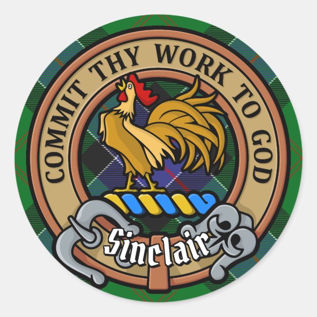 Adesivo Clan Sinclair Crest sobre a Caça ao Tartan (Frente)