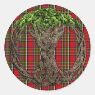 Adesivo Clan Stewart Tartan E Árvore Celta Da Vida