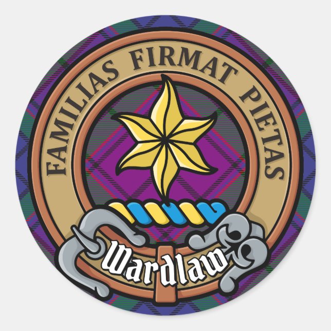 Adesivo Clan Wardlaw Crest sobre Tartan (Frente)
