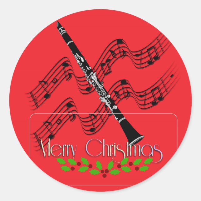 Adesivo Clarinet de Natal, Feliz Natal! (Frente)