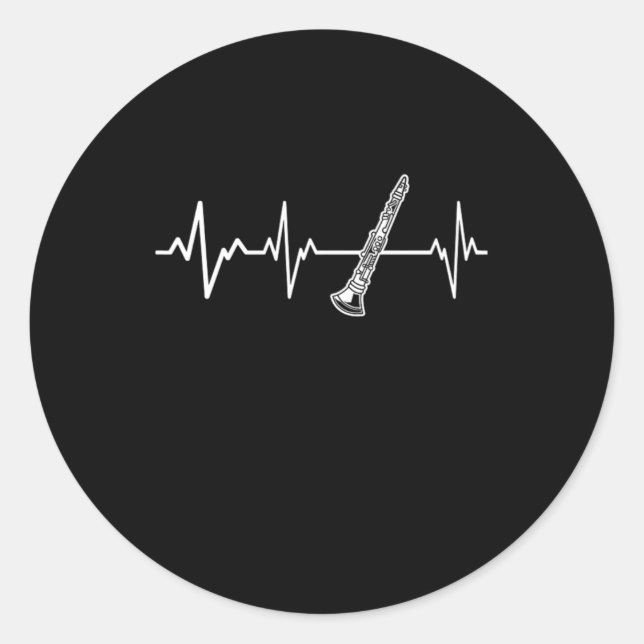 Adesivo Clarinet Heartbeat Classic Clarinetist Gift Idea (Frente)