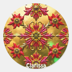 Adesivo CLARISSA ~ Dourado Natal Vermelho brilhante ~