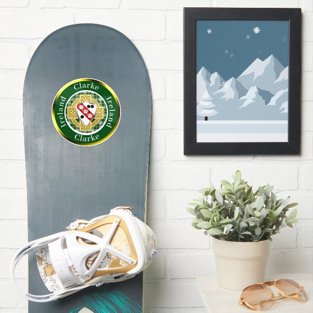 Adesivo Clarke Irish Shield & Celtic Cross Personalizado (Prancha de snowboard)