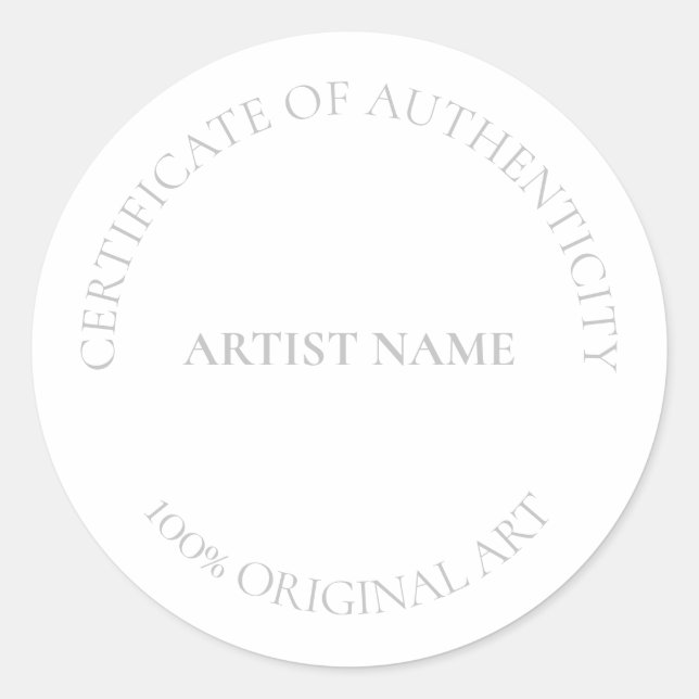 Adesivo Clas Personalizáveis do Certificado de Autenticida (Frente)