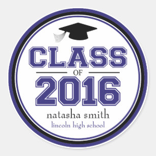 Adesivo Classe 2016 de favor da graduação (azul