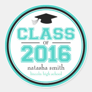 Adesivo Classe 2016 de favor da graduação (cerceta/preto