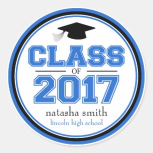 Adesivo Classe 2017 de favor da graduação (azul/preto)