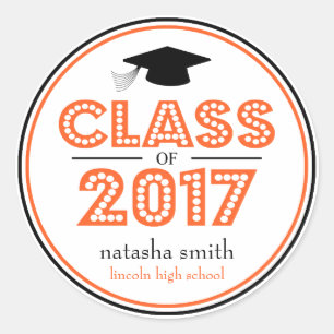 Adesivo Classe 2017 de favor da graduação (laranja/preto