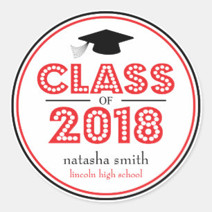 Adesivo Classe 2018 de favor da graduação (vermelho/pret