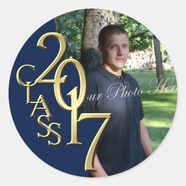 Adesivo Classe de 2017 "Midnight Blue" e "Dourado Graduaçã (Frente)