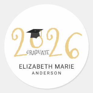 Adesivo Classe de 2017, ouro e preto personalizados