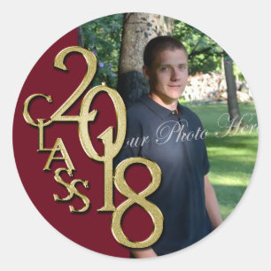 Adesivo Classe de 2018 Burgundy e Graduação Dourada