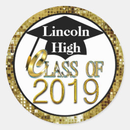 Adesivo Classe De 2019 Selos De Graduação Dourada Com Espu