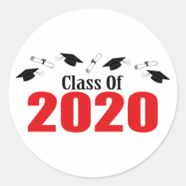 Adesivo Classe De 2020 Bonés E Diplomas (Vermelho)