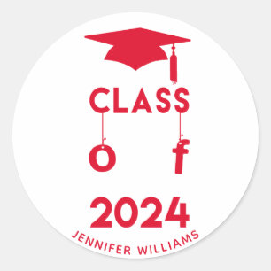 Adesivo Classe de 2024 - Graduação Vermelha Personalizada