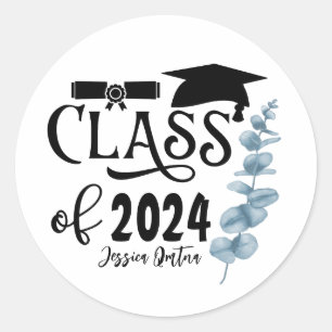 Adesivo Classe De 2024, preto e branco simples