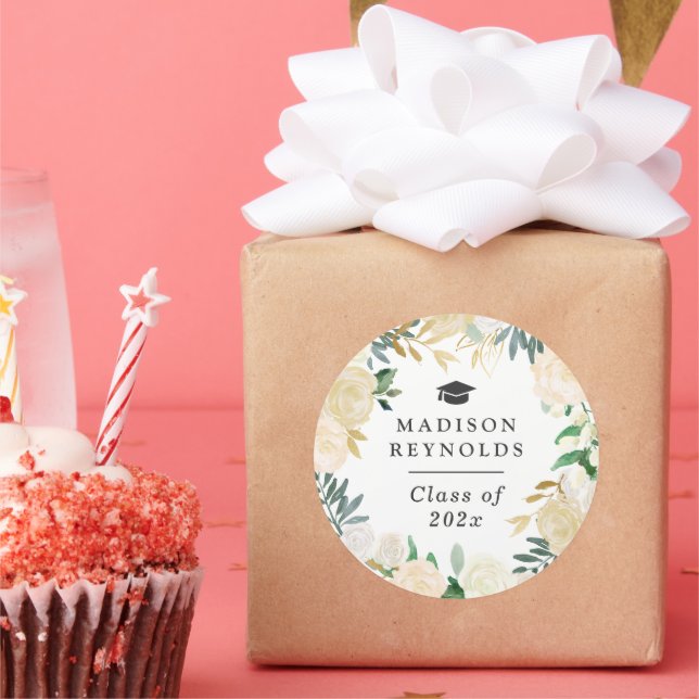 Adesivo Classe de 2025 Graduação Dourada Floral Verde Bran (Festa)