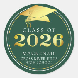 Adesivo Classe de 2025 Verde Escuro Elegante Personalizado