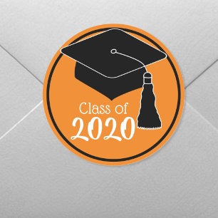 Adesivo Classe de Boné de Formando Laranja e Preto 2020