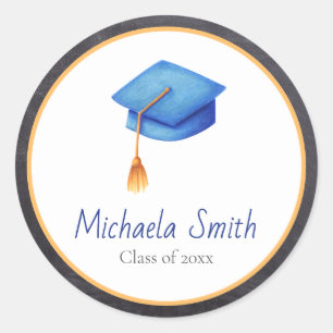 Adesivo Classe de Boné de formatura Azul Claro com Tassel