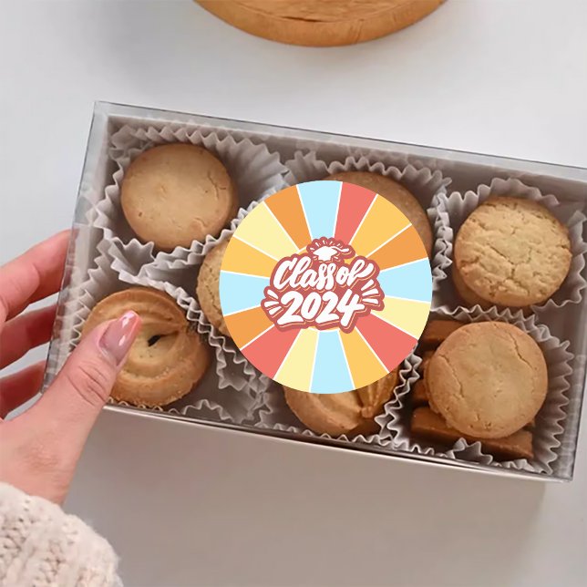 Adesivo Classe de Celebração de Graduação 2024 (Class of 2024 Graduation Celebration Classic Round Sticker)